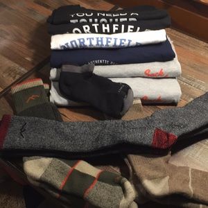Merino Wool Socks, and Cotton Tee Shirts.